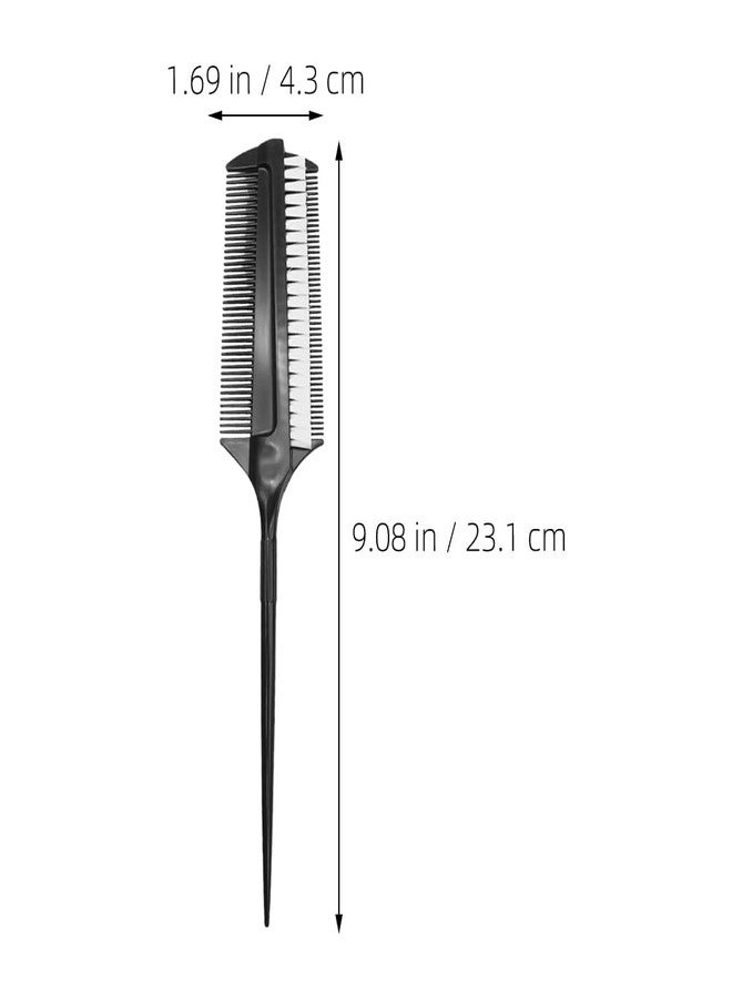 minkissy 4pcs Black Smoothing and Sectioning Brush Set Double Sided Comb for Edge Teasing Parting and Ballroom Dancing Hair Styling - Image 2